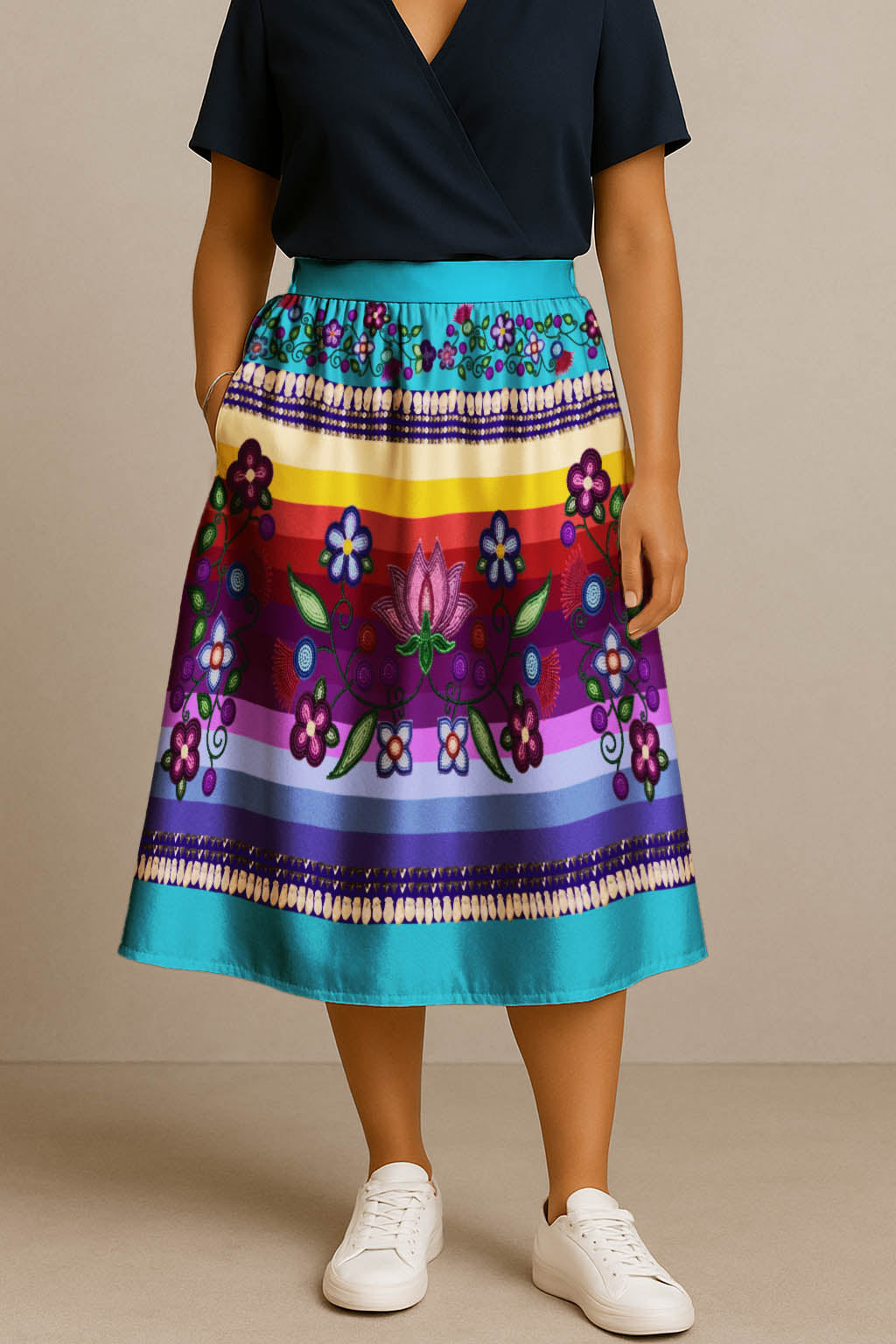 Beaded Offering Blue 1 Midi Skirt