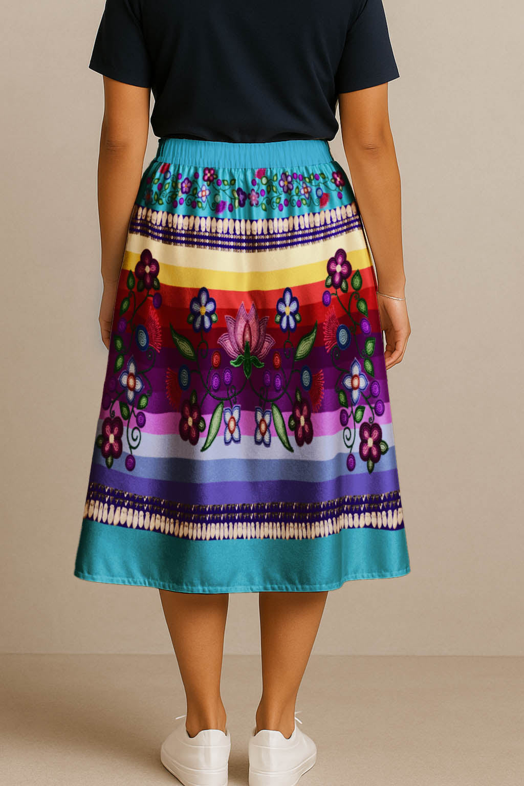 Beaded Offering Blue 1 Midi Skirt