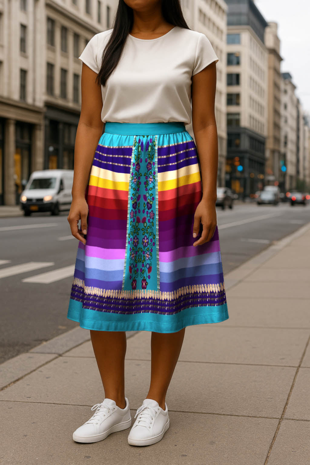 Beaded Offering Blue 2 Midi Skirt