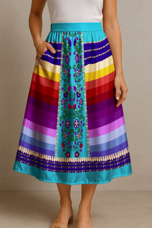 Beaded Offering Blue 2 Midi Skirt