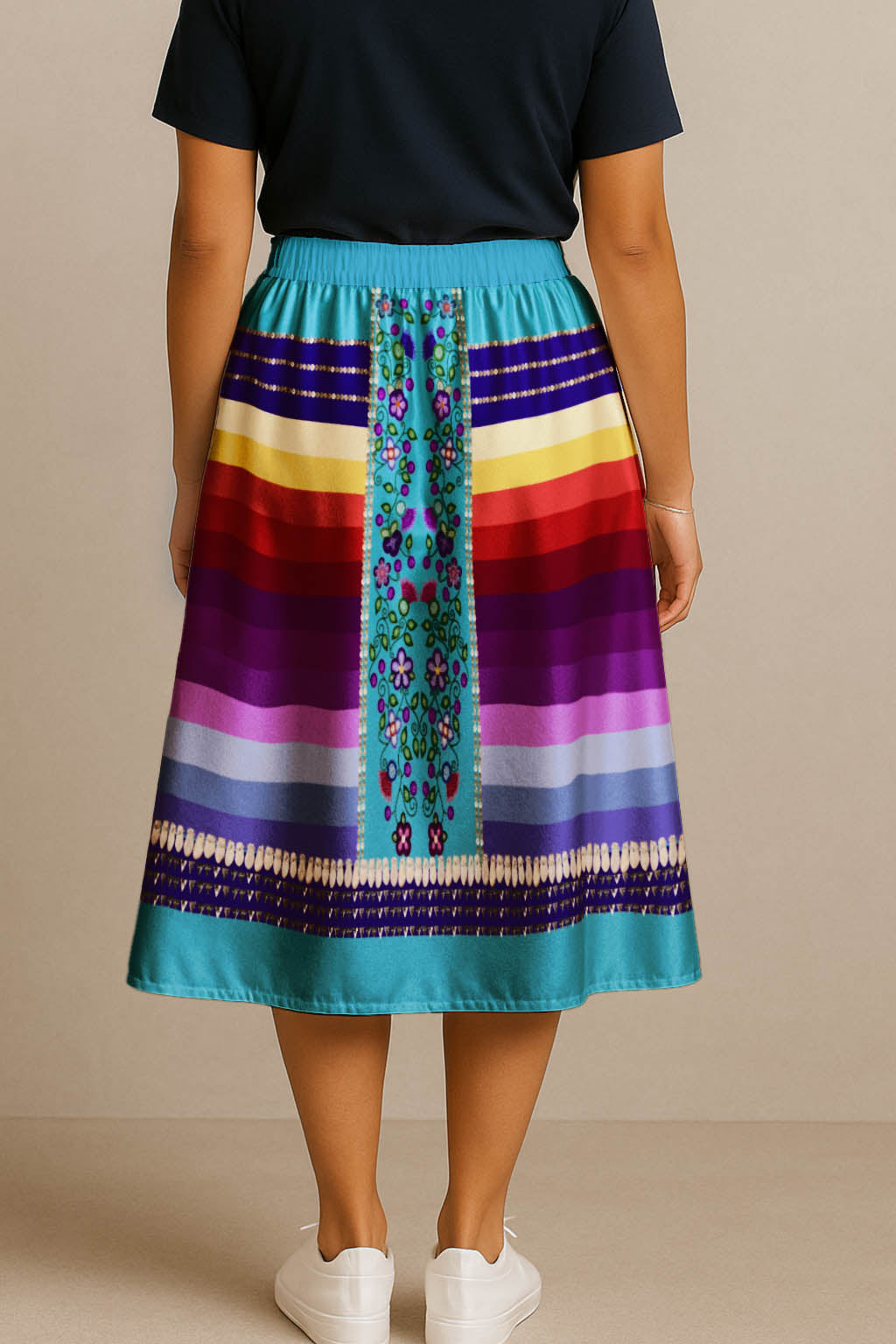 Beaded Offering Blue 2 Midi Skirt