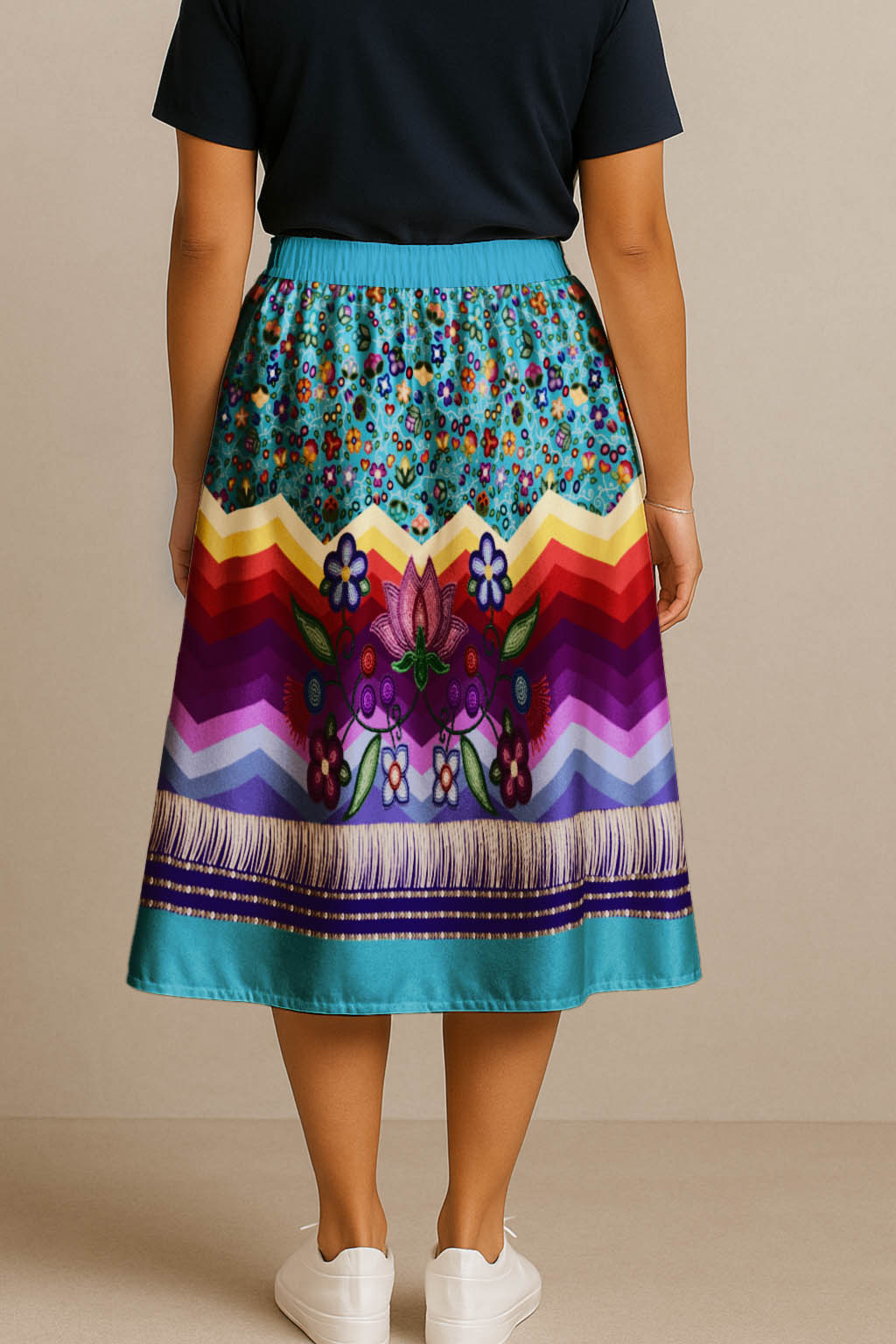 Beaded Offering Blue 3 Midi Skirt