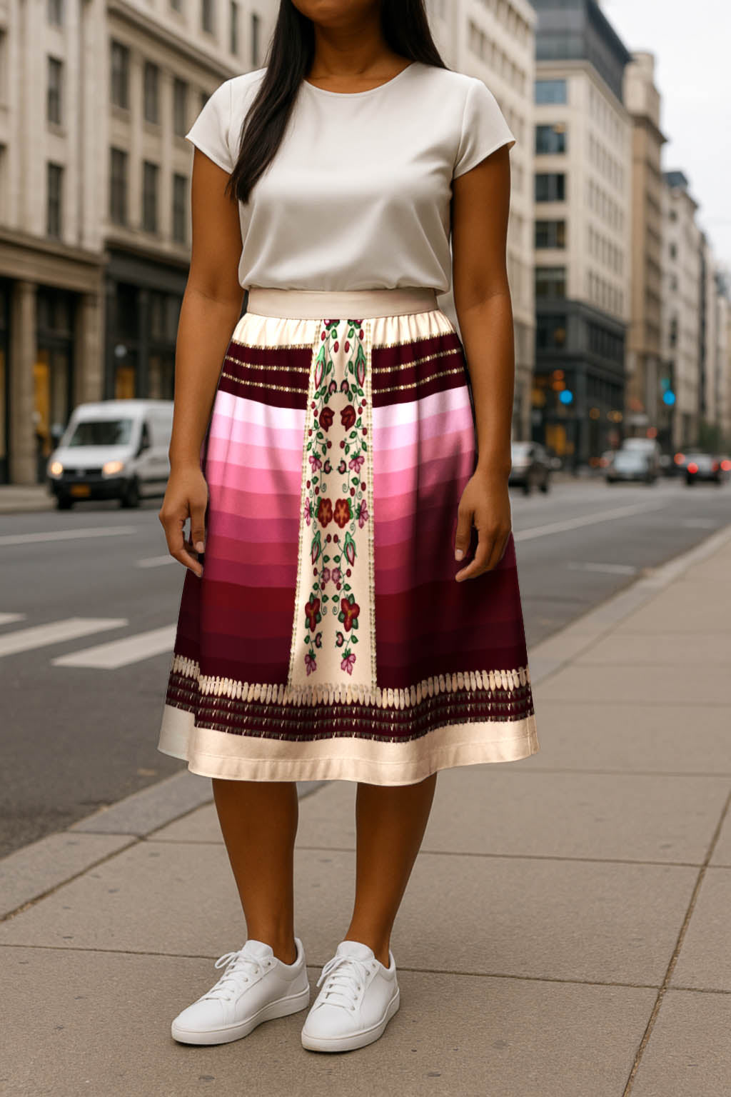 Beaded Offering Cream 2 Midi Skirt