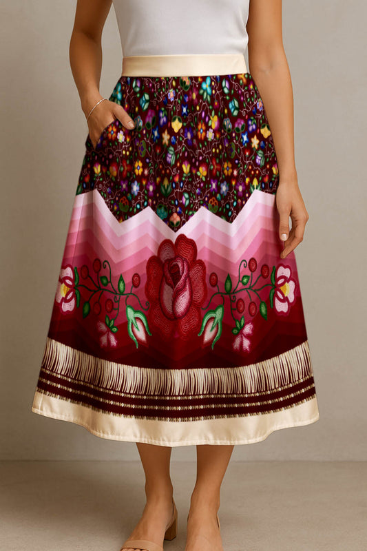 Beaded Offering Cream 3 Midi Skirt