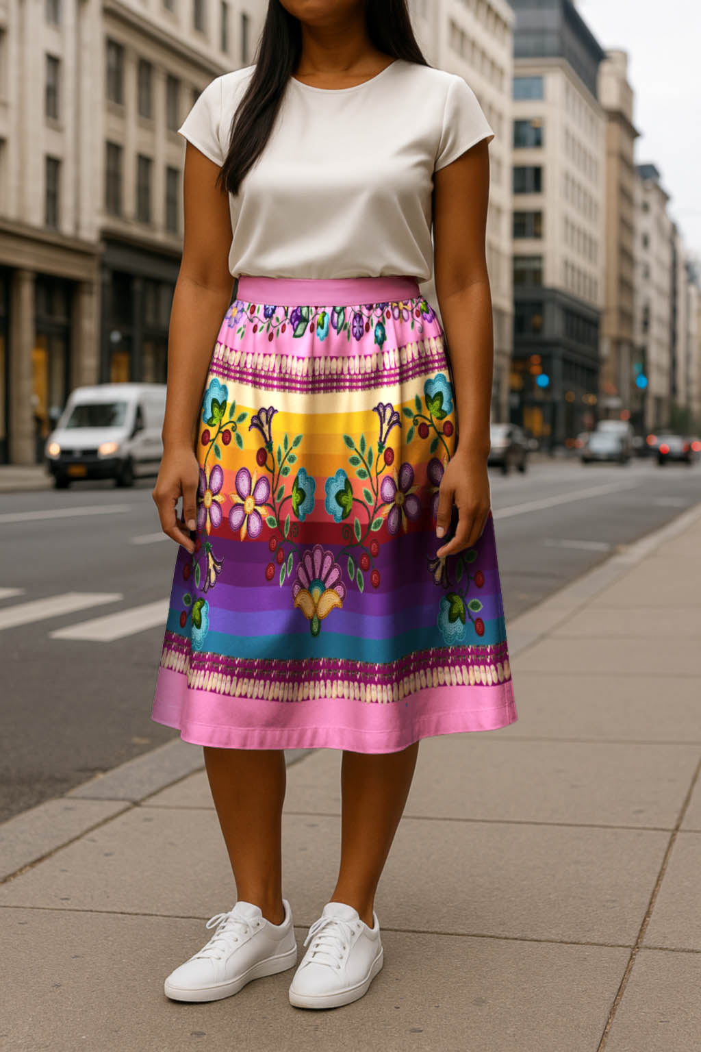 Beaded Offering Pink 1 Midi Skirt