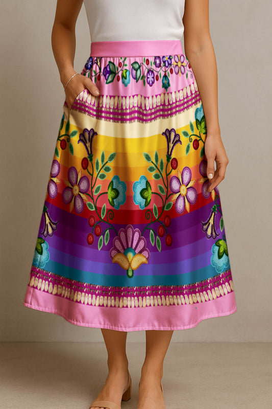 Beaded Offering Pink 1 Midi Skirt