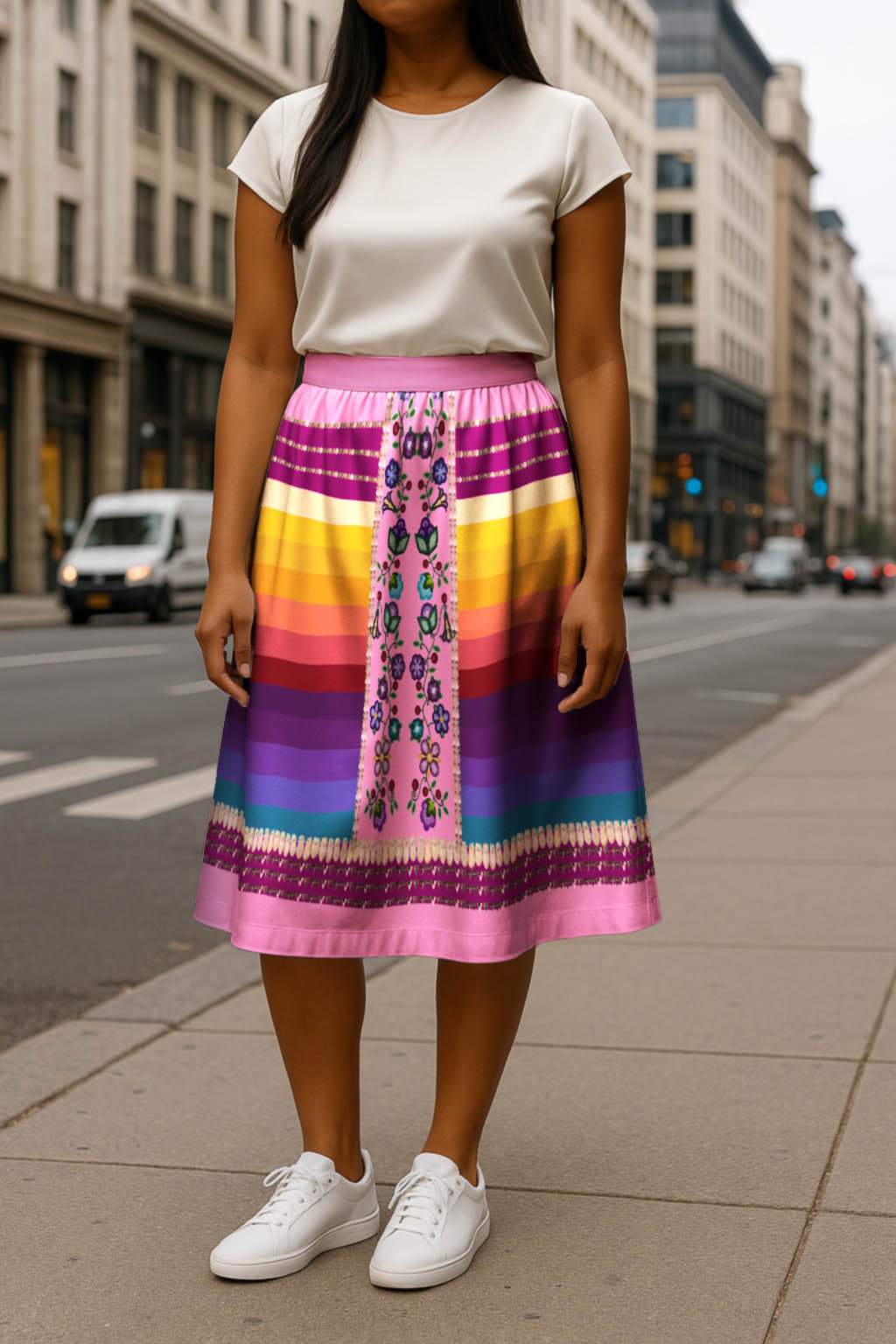 Beaded Offering Pink 2 Midi Skirt