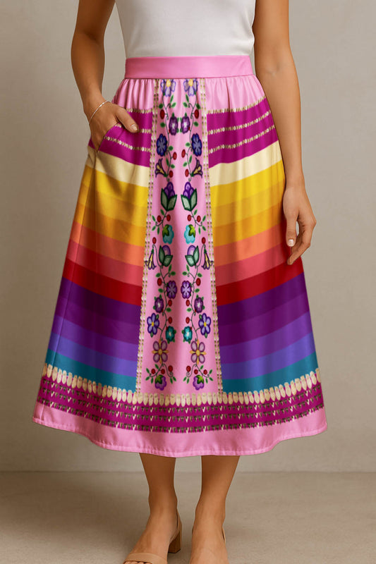 Beaded Offering Pink 2 Midi Skirt