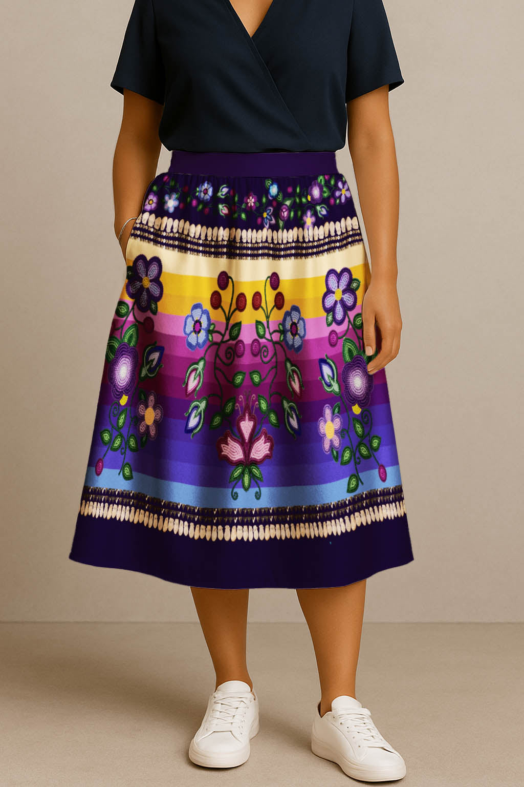 Beaded Offering Purple 1 Midi Skirt