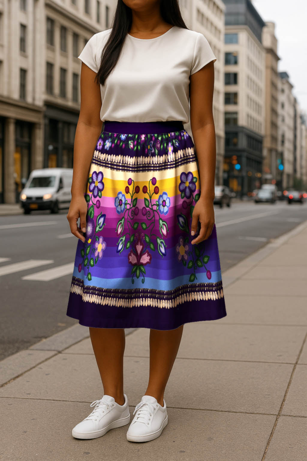 Beaded Offering Purple 1 Midi Skirt
