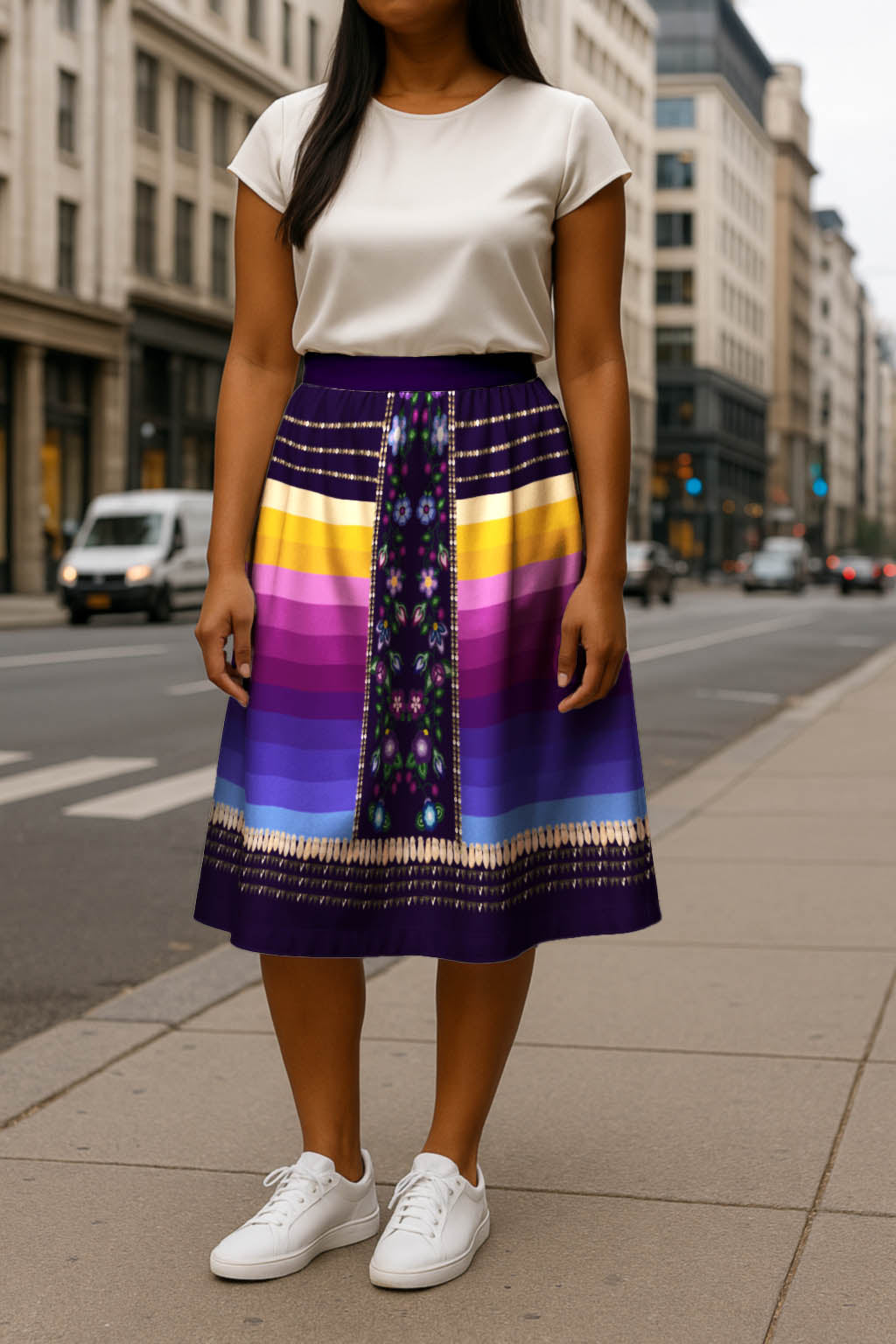Beaded Offering Purple 2 Midi Skirt