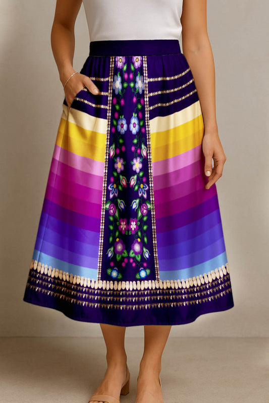 Beaded Offering Purple 2 Midi Skirt