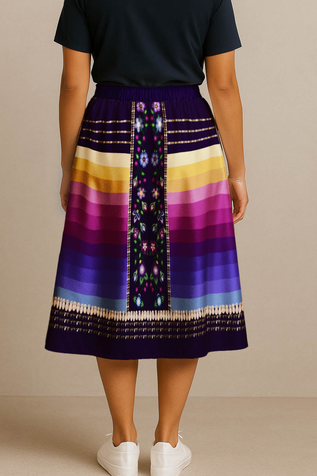 Beaded Offering Purple 2 Midi Skirt