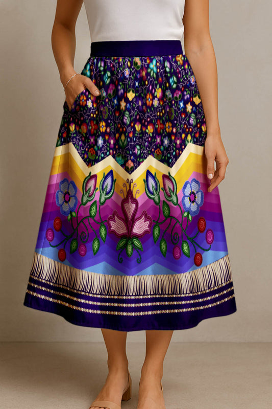 Beaded Offering Purple 3 Midi Skirt