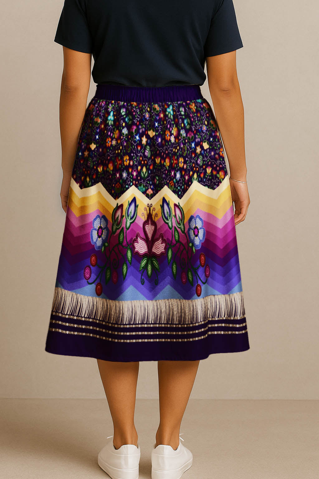 Beaded Offering Purple 3 Midi Skirt