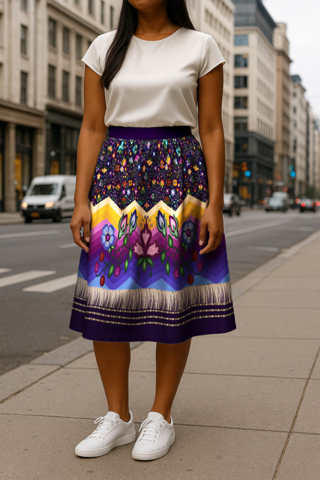 Beaded Offering Purple 3 Midi Skirt
