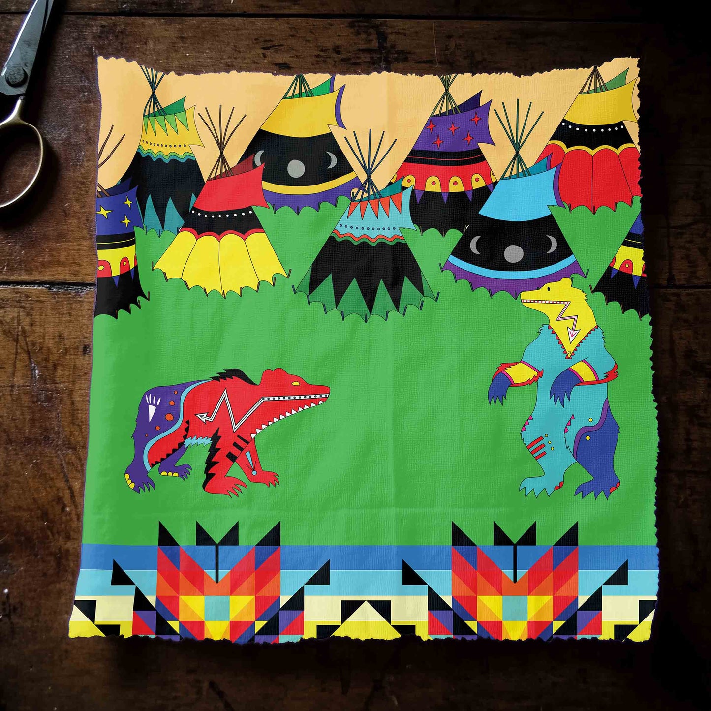 Bear Medicine Turquoise Fabric