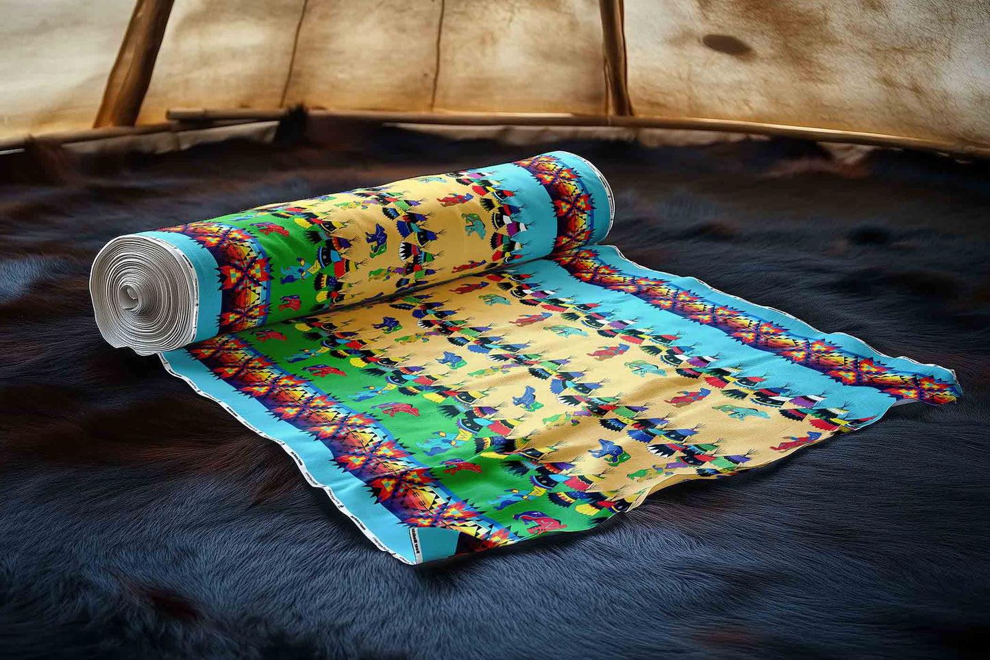 Bear Medicine Turquoise Fabric