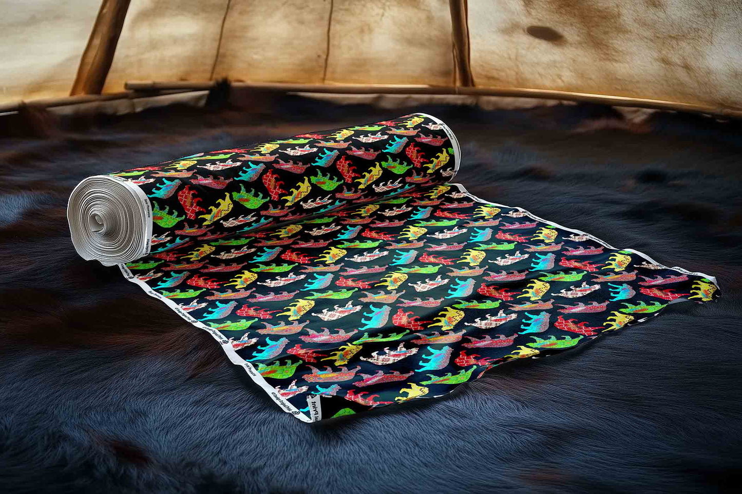Bear Powwow Fabric