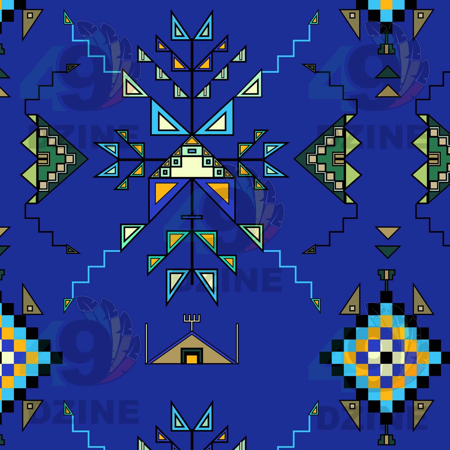 Bear Shield Dark Blue Fabric