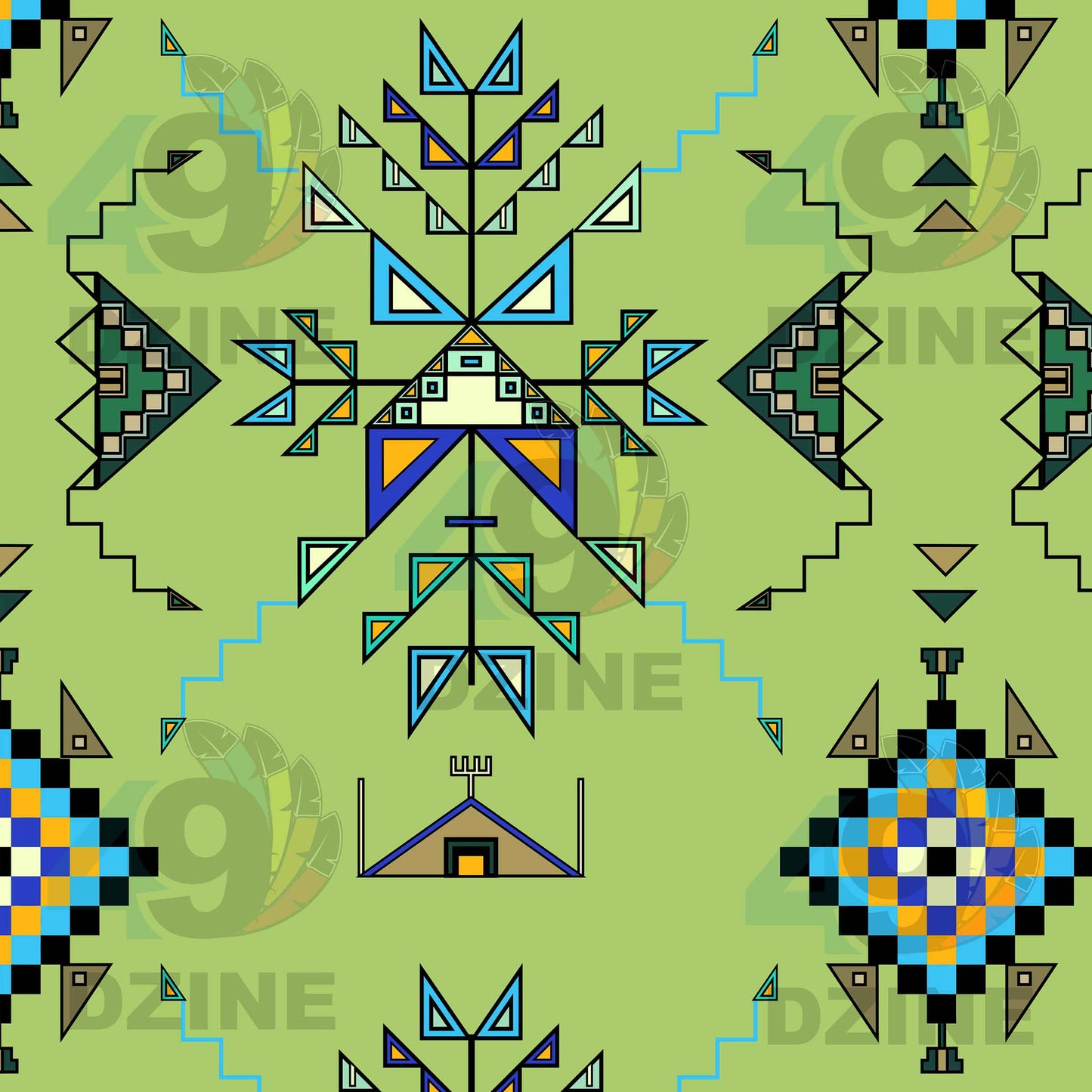 Bear Shield Green Fabric