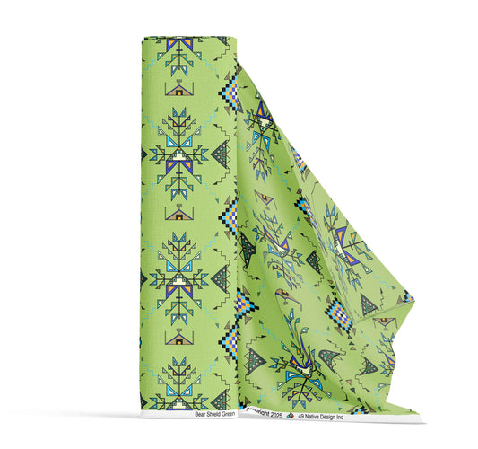 Bear Shield Green Fabric