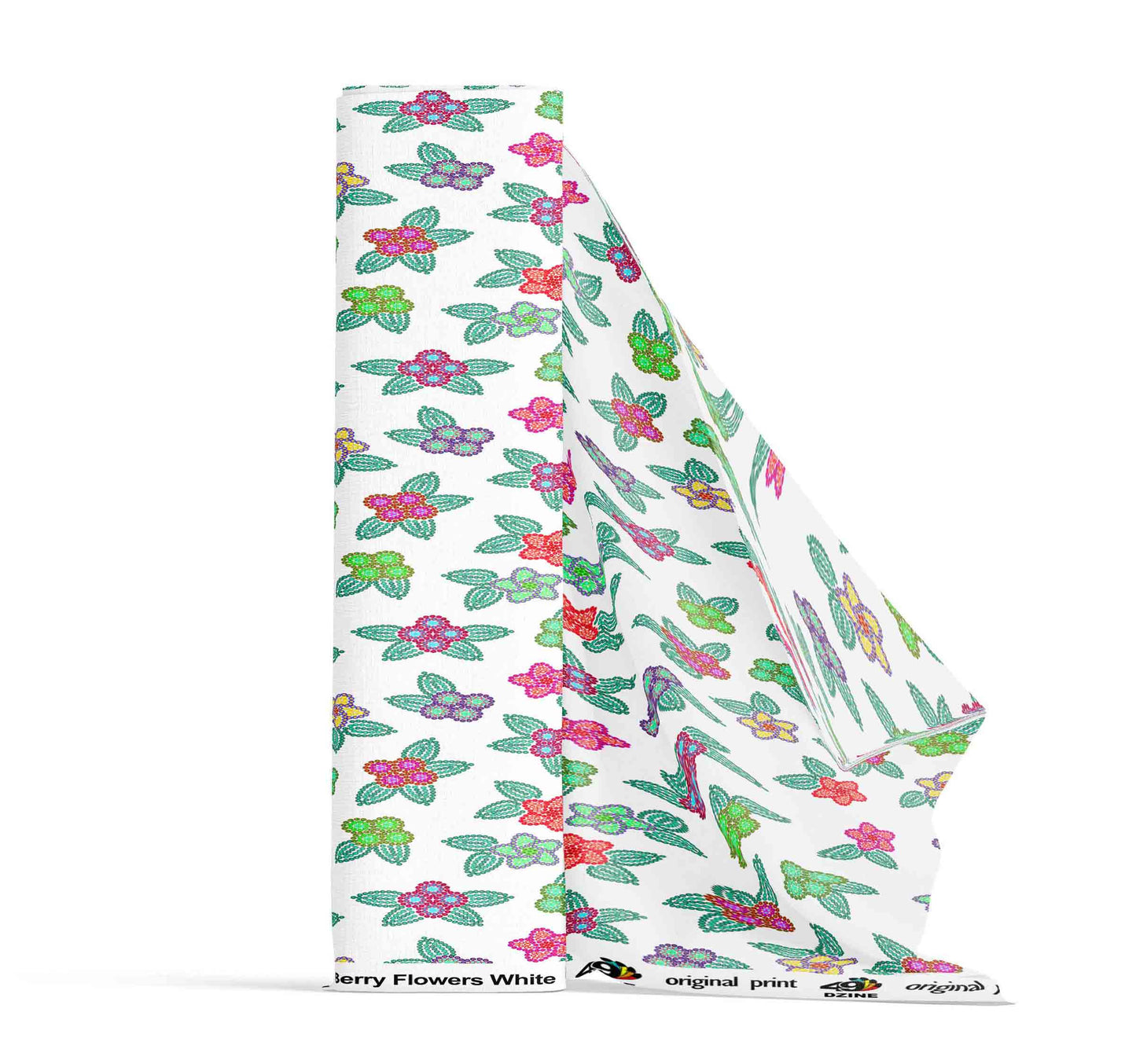 Berry Flowers White Fabric