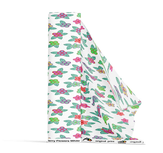 Berry Flowers White Fabric