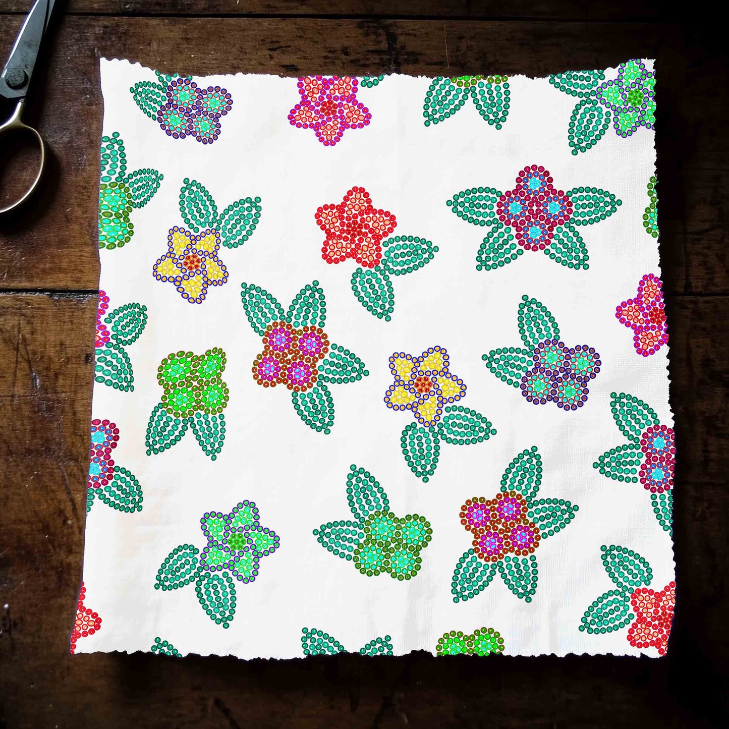 Berry Flowers White Fabric