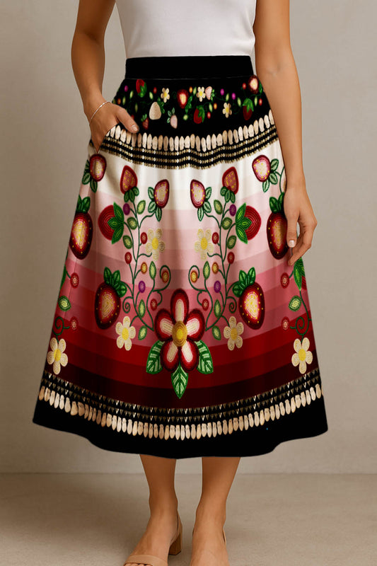 Berry Rites Black 1 Midi Skirt