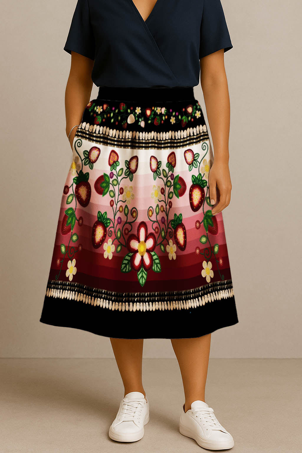 Berry Rites Black 1 Midi Skirt