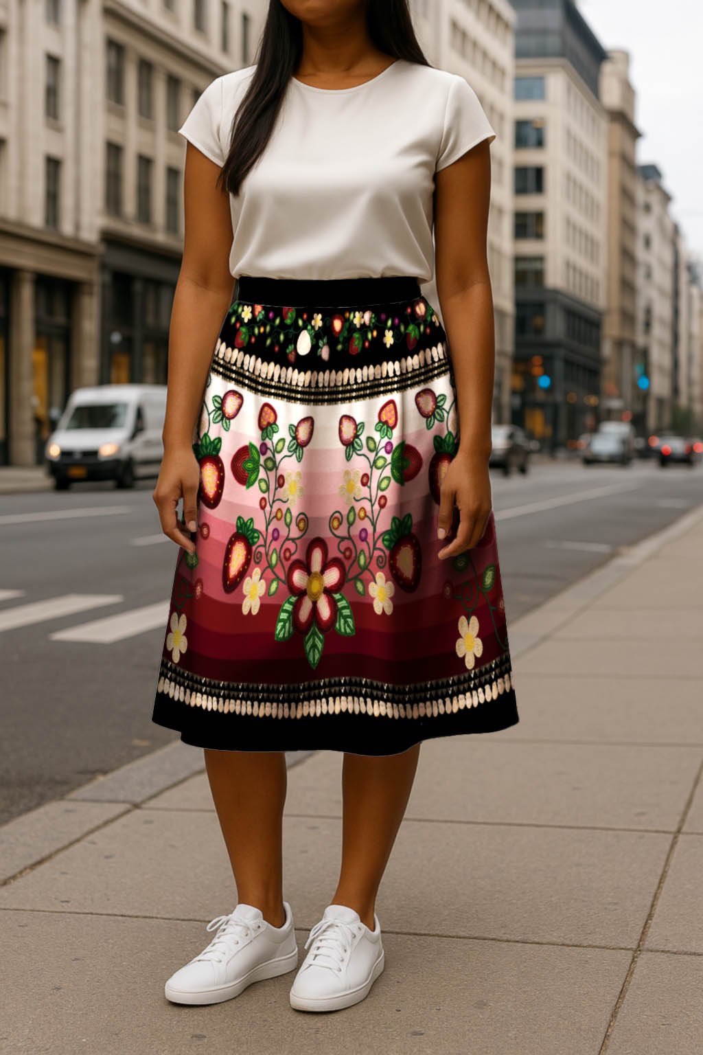Berry Rites Black 1 Midi Skirt