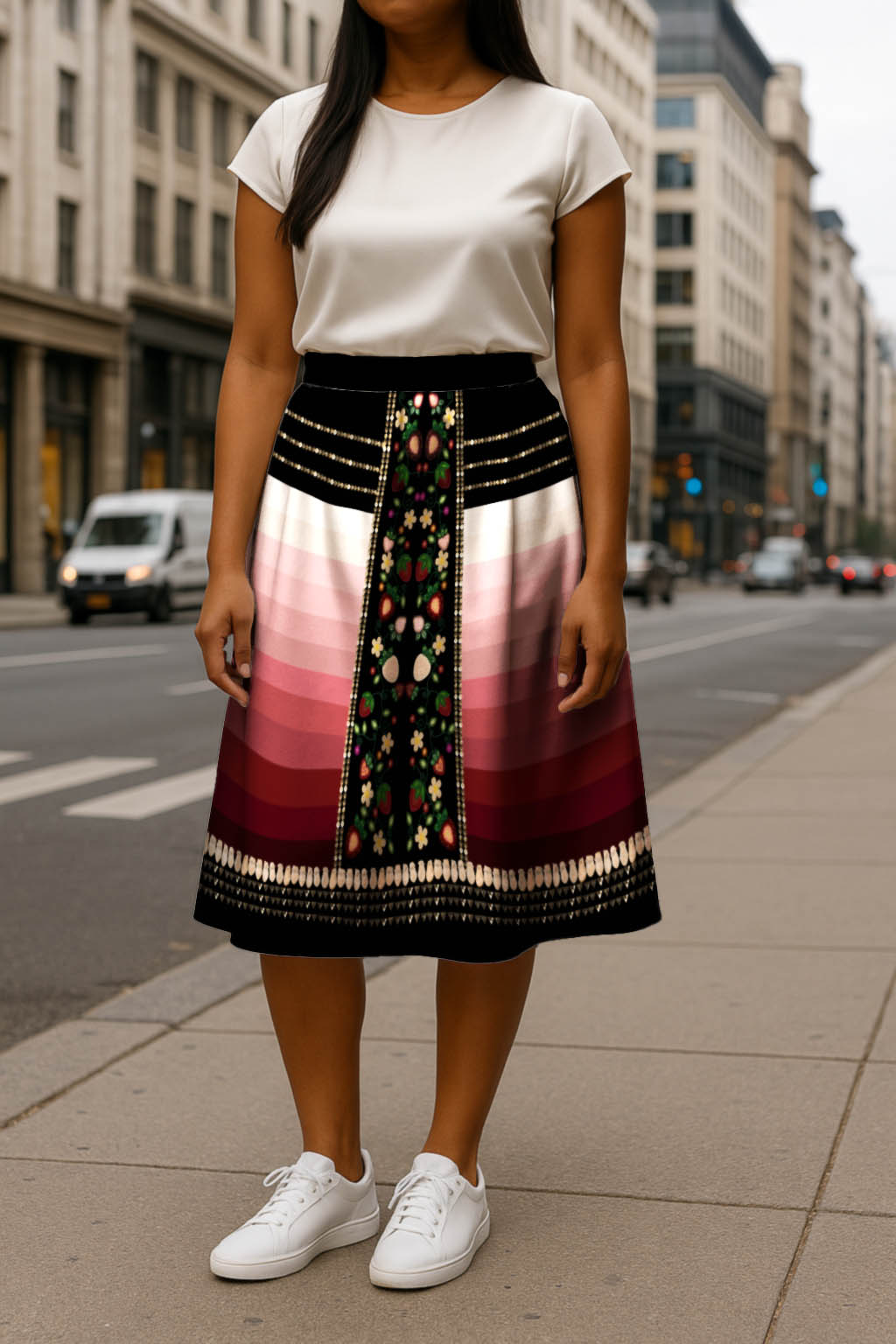 Berry Rites Black 2 Midi Skirt