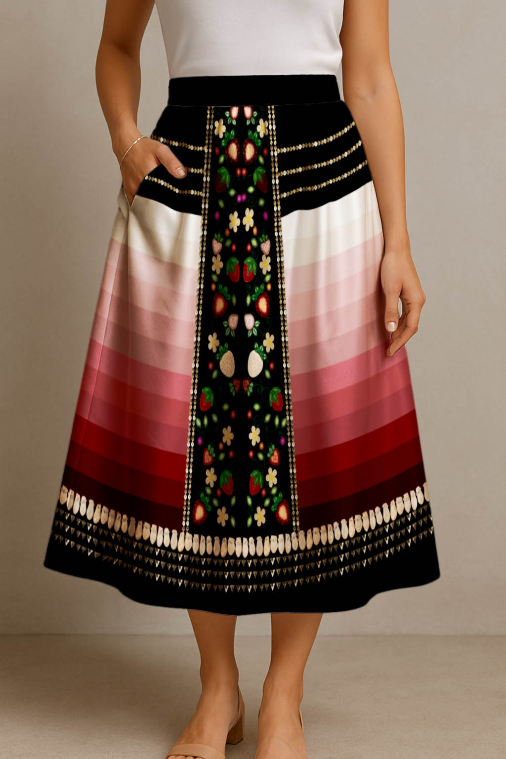 Berry Rites Black 2 Midi Skirt