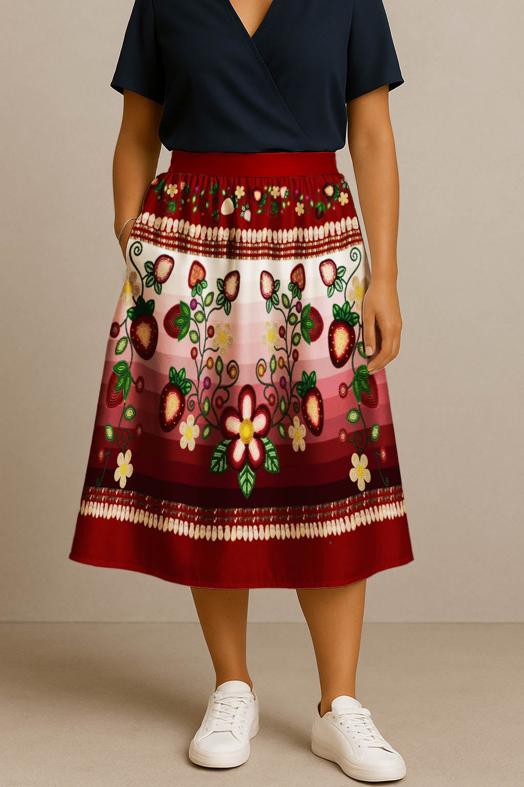 Berry Rites Red 1 Midi Skirt