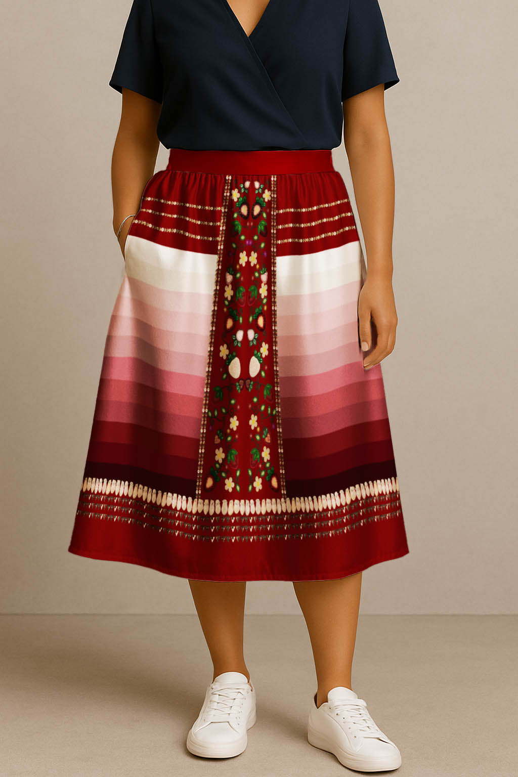 Berry Rites Red 2 Midi Skirt