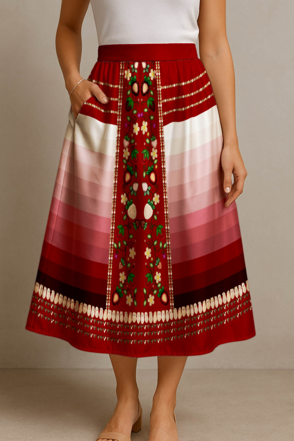 Berry Rites Red 2 Midi Skirt