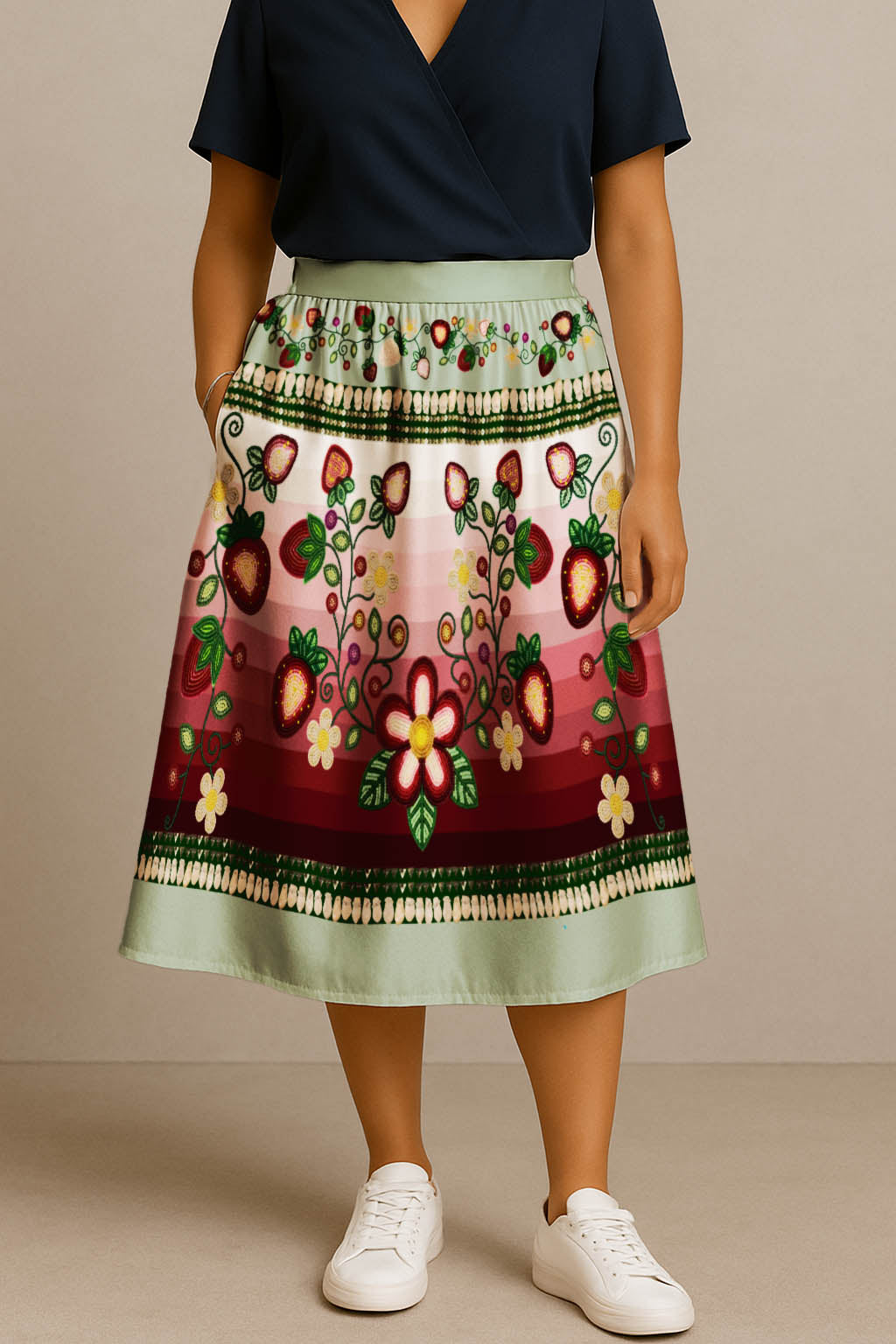 Berry Rites Sage 1 Midi Skirt