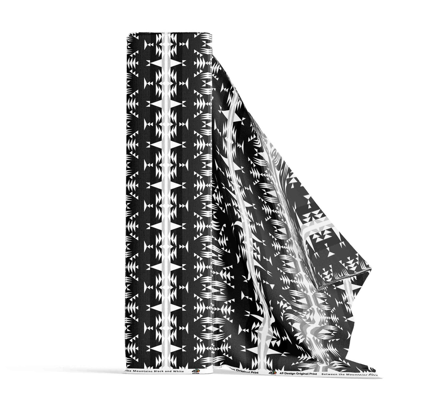 Between the Mountains Black and White Fabric