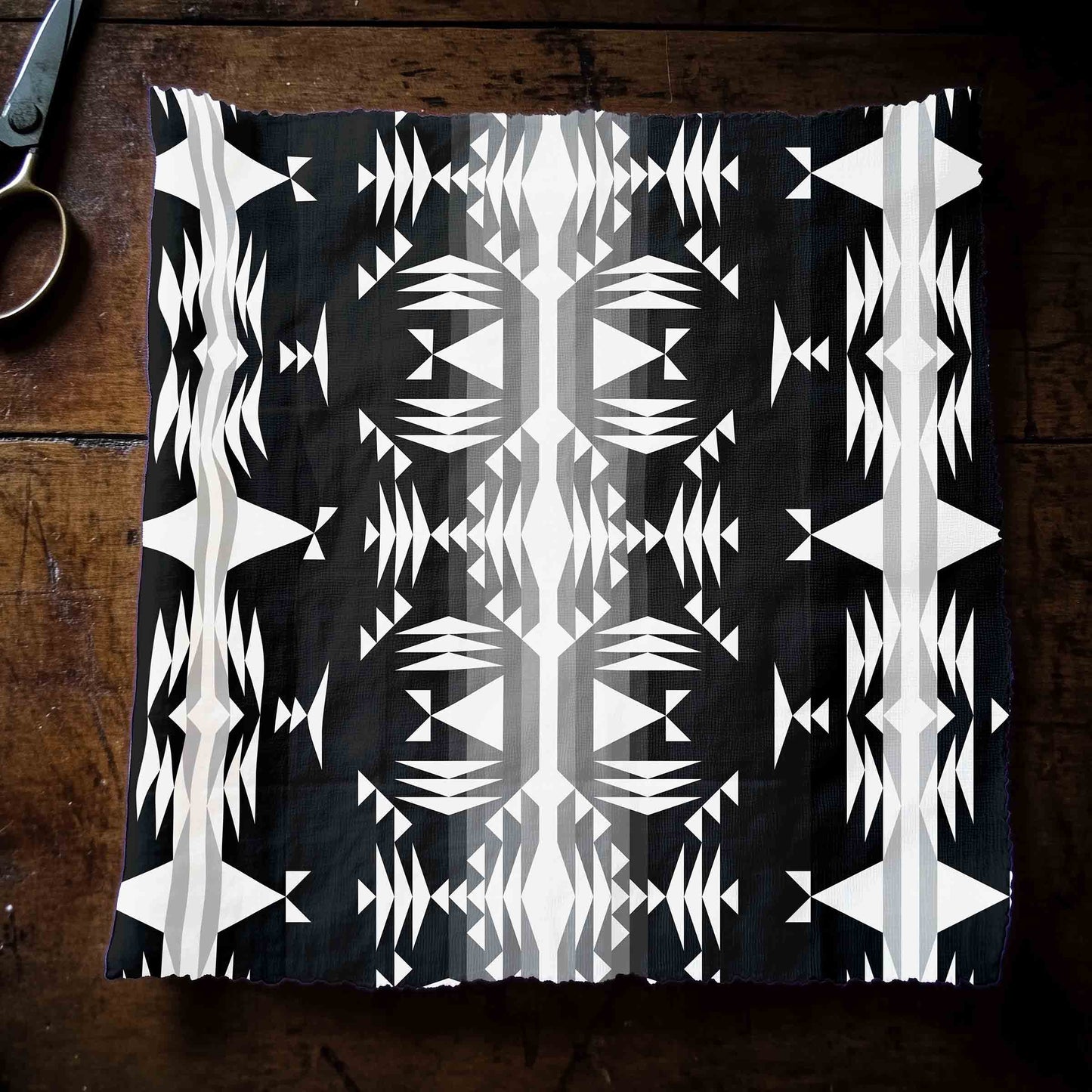 Between the Mountains Black and White Fabric