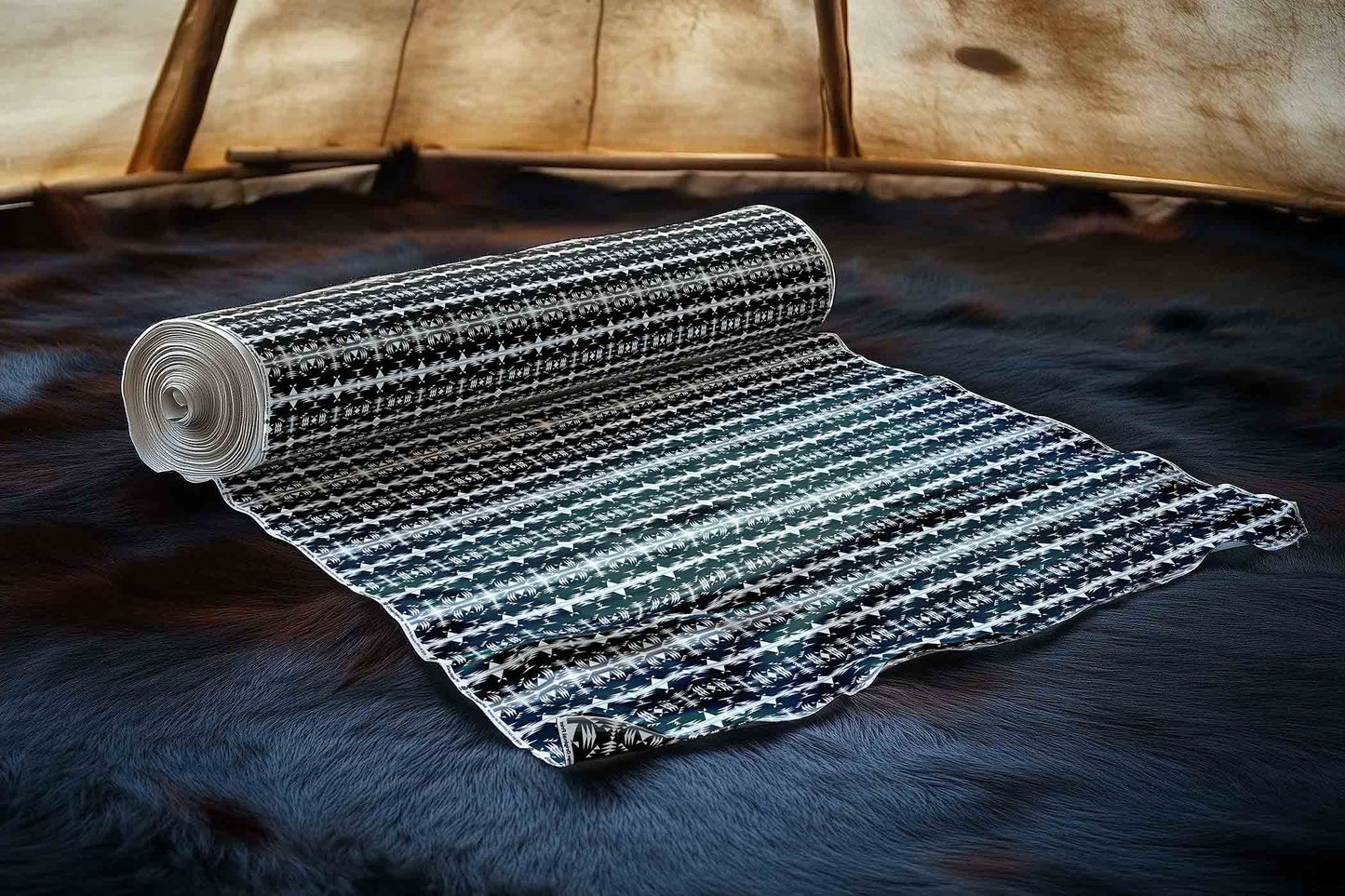 Between the Mountains Black and White Fabric