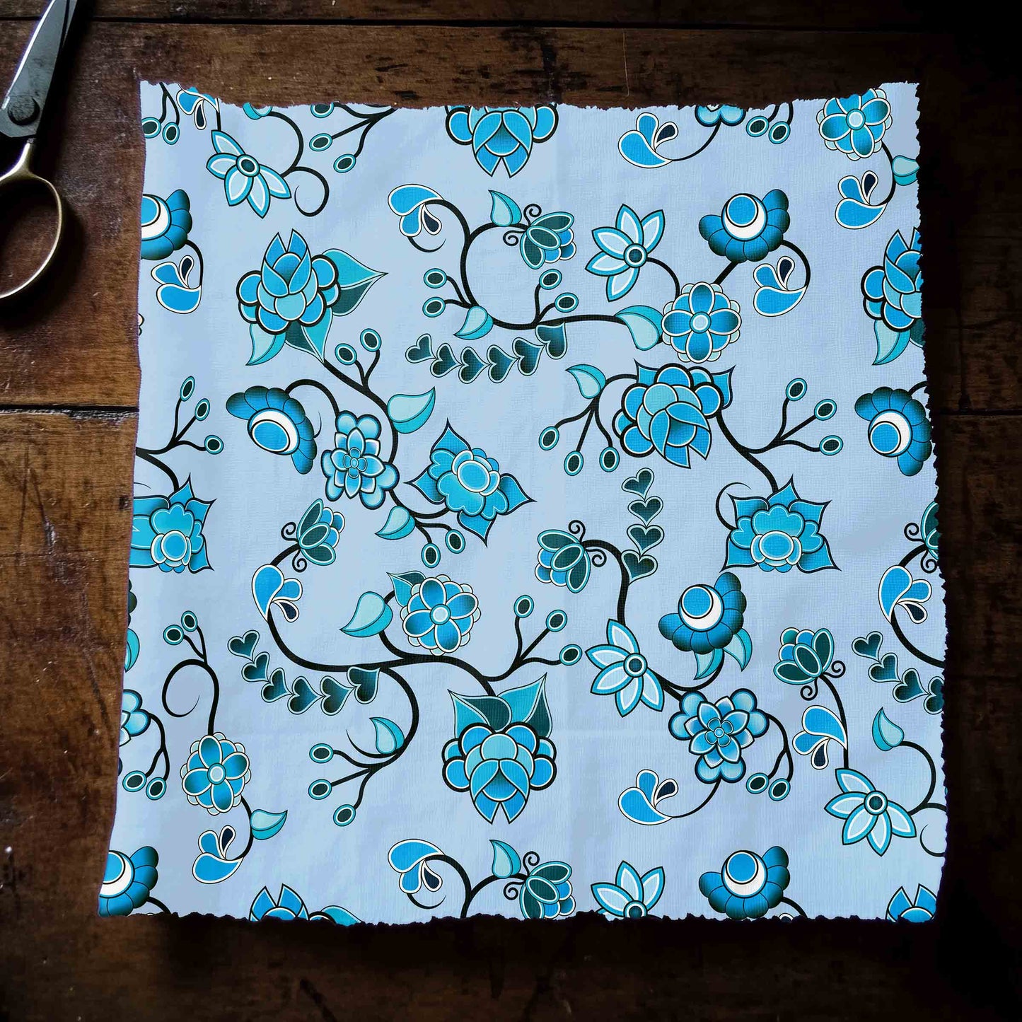 Blue Floral Amour Fabric
