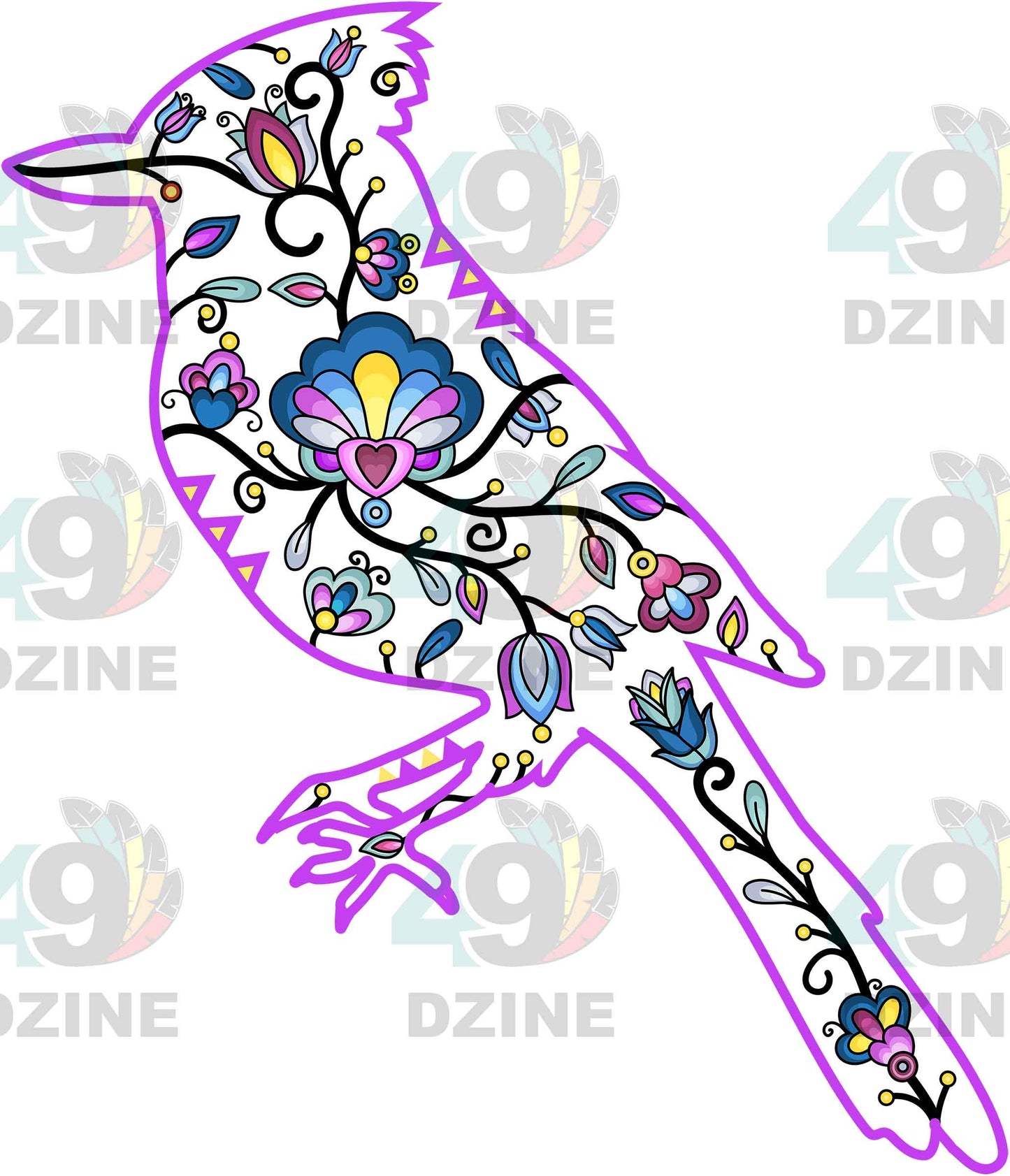 Floral Bluejay Motif