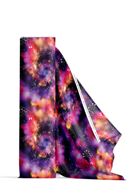 Animal Ancestors Cosmic Swirl Purple and Red Fabric