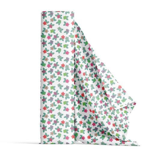 Berry Flowers White Fabric