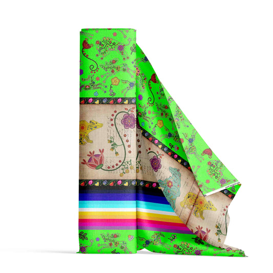 Floral Ledger Bear Neon Green Fabric