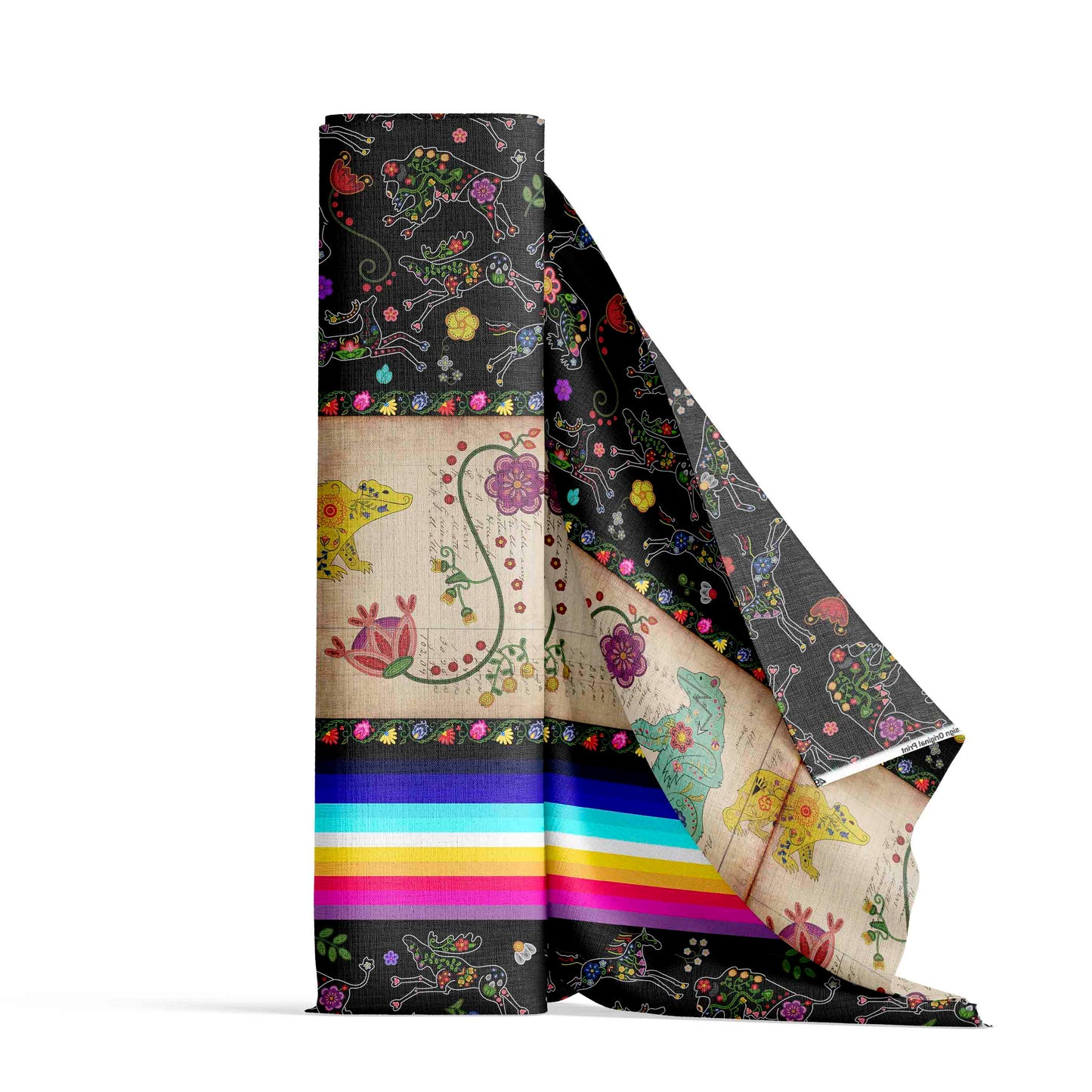 Floral Ledger Bear Black Fabric