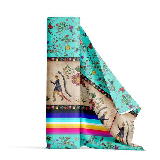 Floral Ledger Chiefs Turquoise Fabric