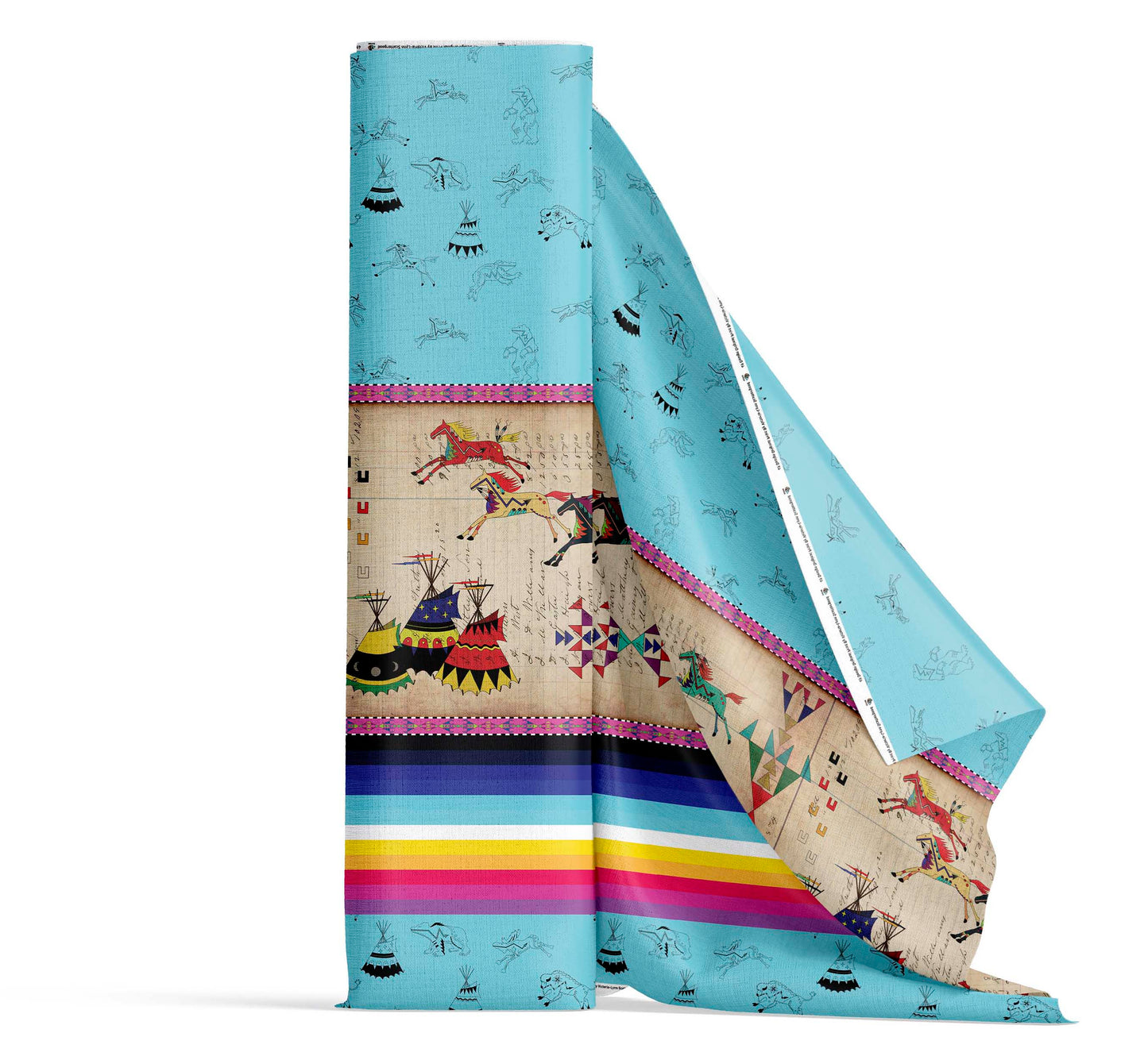 Ledger Horses Running Sky Fabric