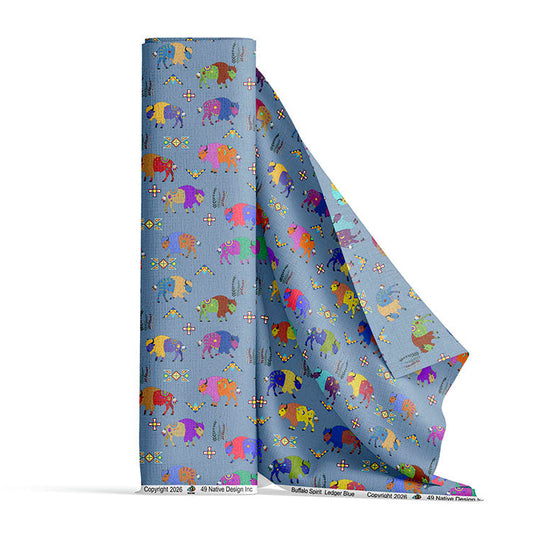 Buffalo Spirit Ledger Blue Fabric